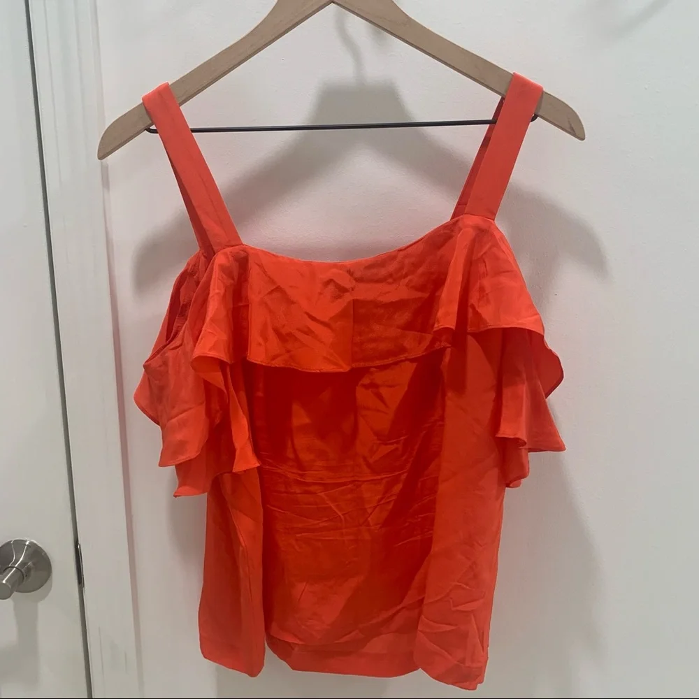 J. Crew Bright Orange Ruffle Strap Cold Shoulder Camisole - Picture 4 of 5